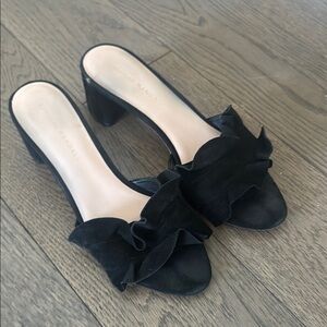 Loeffler Randall Black Ruffle Slide Sandals